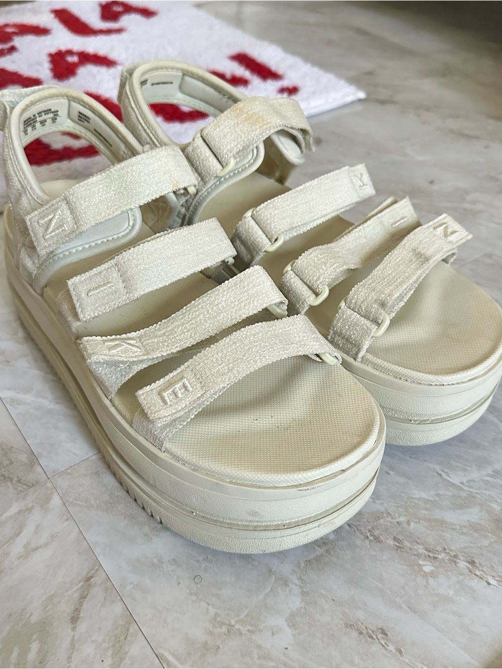 Nike Women’s Platform Strappy Sandals in Cream/Off-White